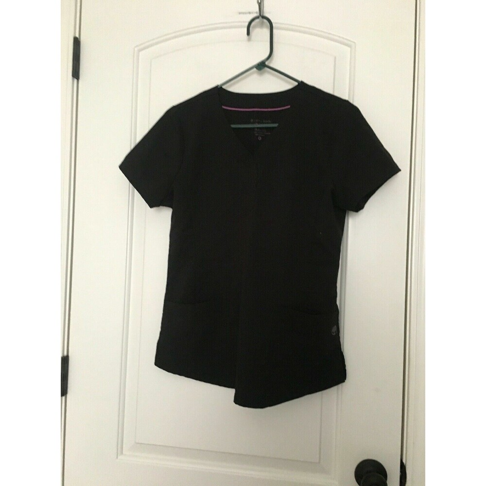 Purple Label Yoga by Healing Hands Scrub Top Womens Black Medium Shirt